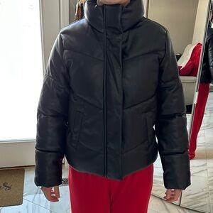 Abercrombie Kids Black Puffer Jacket Faux leather
